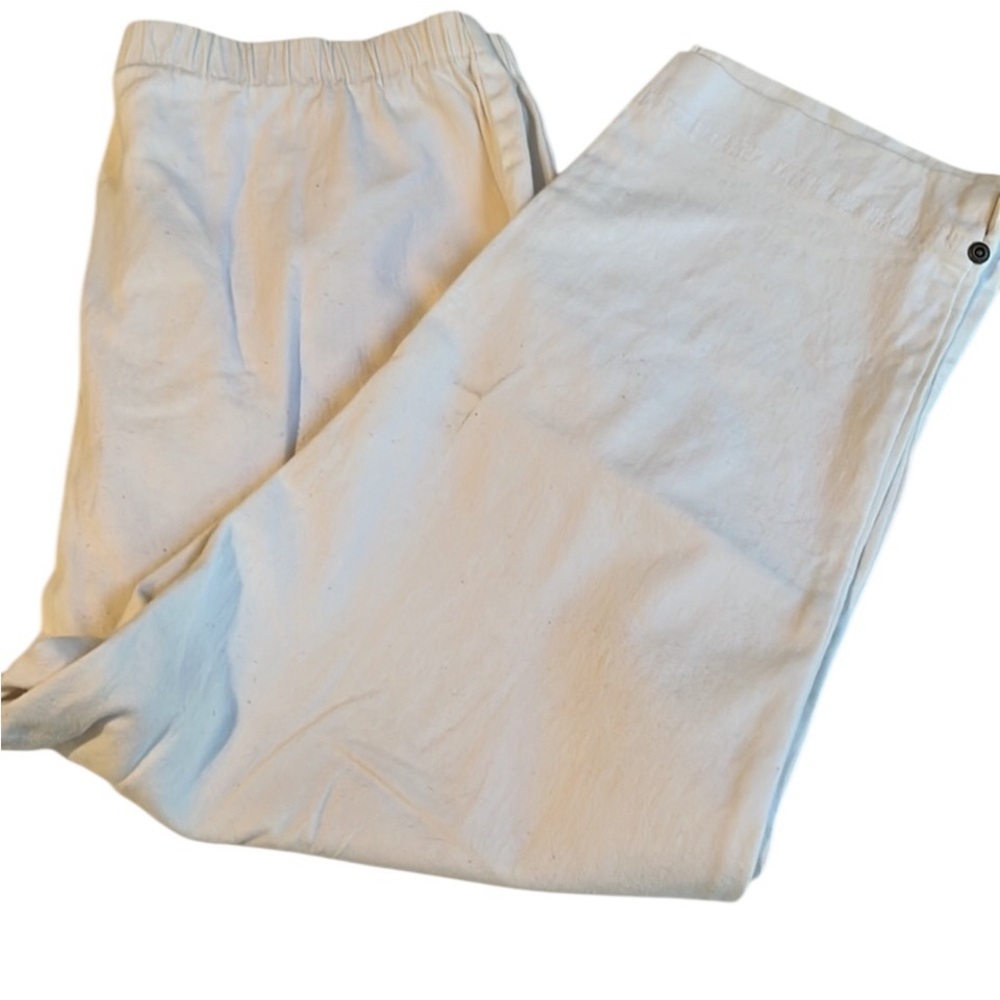 Route 66 size large white cropped stretch flat front elastic waist denim legging